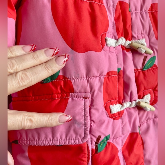 Size 4-5Y Boden Girl’s Apple Print Parka Coat - Picture 5 of 9